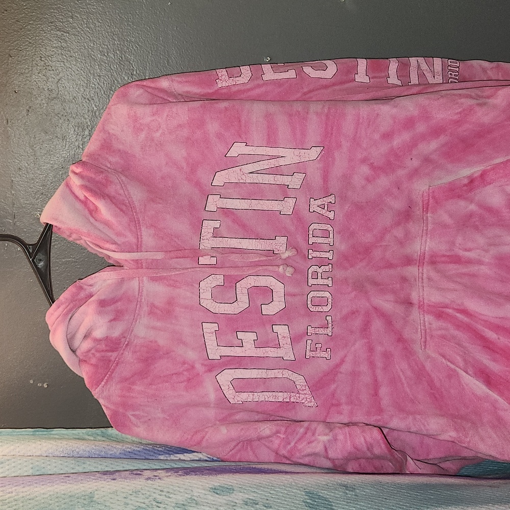Pink marble hoodie, "Destin Florida", XL.